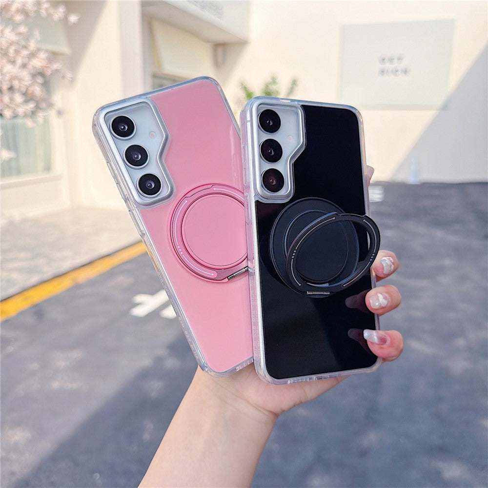 For Samsung Galaxy S25+ / S24+ Case Rotating Ring Holder Kickstand TPU + Acrylic Shockproof Phone Cover