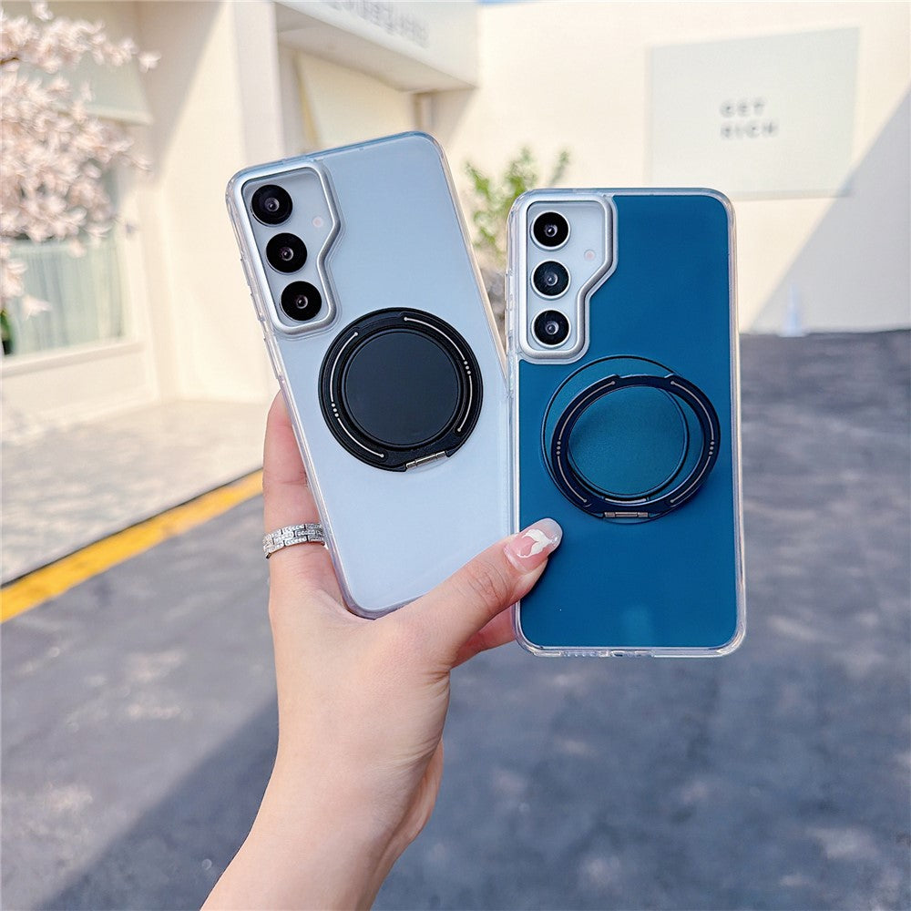 For Samsung Galaxy S25+ / S24+ Case Rotating Ring Holder Kickstand TPU + Acrylic Shockproof Phone Cover