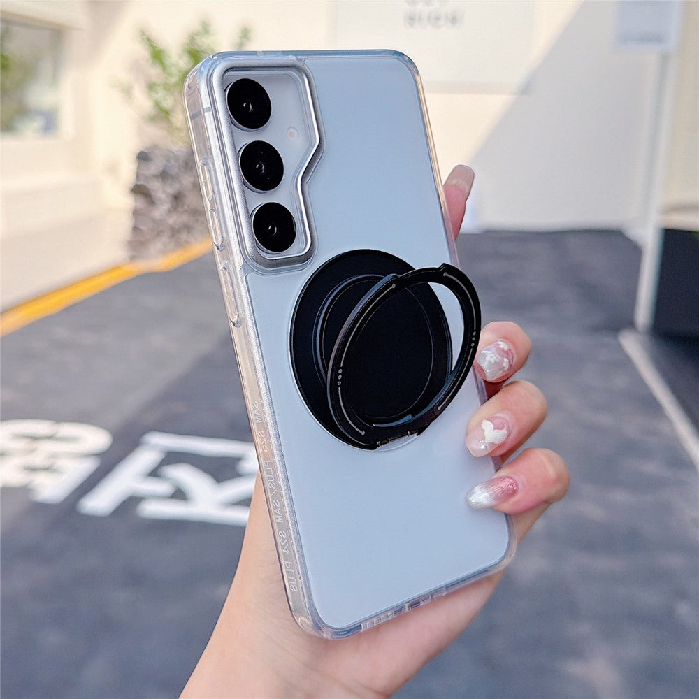 For Samsung Galaxy S25+ / S24+ Case Rotating Ring Holder Kickstand TPU + Acrylic Shockproof Phone Cover