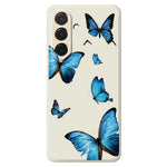 For Samsung Galaxy A37 5G Case Blue Butterflies Pattern Printing Straight Edge TPU Phone Back Cover