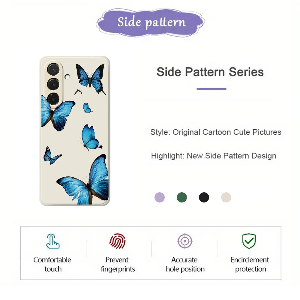For Samsung Galaxy A37 5G Case Blue Butterflies Pattern Printing Straight Edge TPU Phone Back Cover