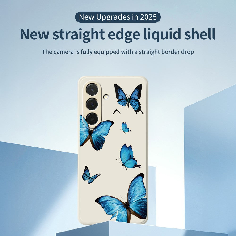 For Samsung Galaxy A37 5G Case Blue Butterflies Pattern Printing Straight Edge TPU Phone Back Cover