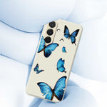 For Samsung Galaxy A37 5G Case Blue Butterflies Pattern Printing Straight Edge TPU Phone Back Cover