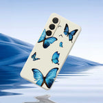 For Samsung Galaxy A37 5G Case Blue Butterflies Pattern Printing Straight Edge TPU Phone Back Cover