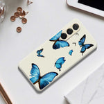 For Samsung Galaxy A37 5G Case Blue Butterflies Pattern Printing Straight Edge TPU Phone Back Cover