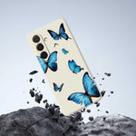 For Samsung Galaxy A37 5G Case Blue Butterflies Pattern Printing Straight Edge TPU Phone Back Cover