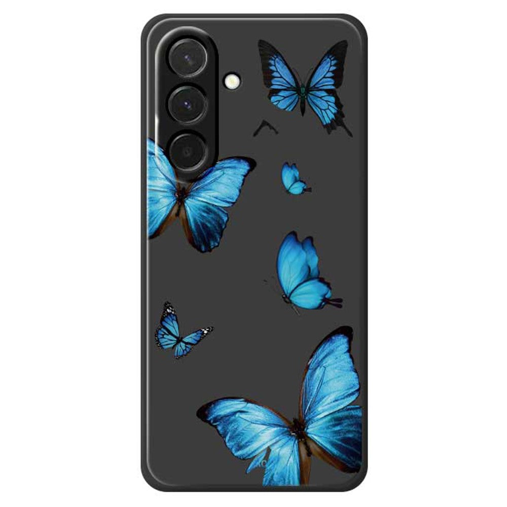 For Samsung Galaxy A37 5G Case Blue Butterflies Pattern Printing Straight Edge TPU Phone Back Cover