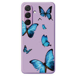 For Samsung Galaxy A37 5G Case Blue Butterflies Pattern Printing Straight Edge TPU Phone Back Cover