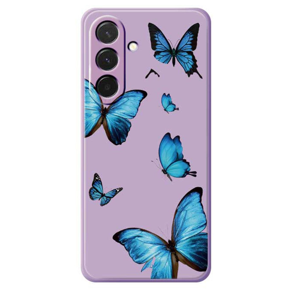 Til Samsung Galaxy A57 5G Cover Blå Sommerfugle Mønster Tryk Lige Kant TPU Telefon Bagcover
