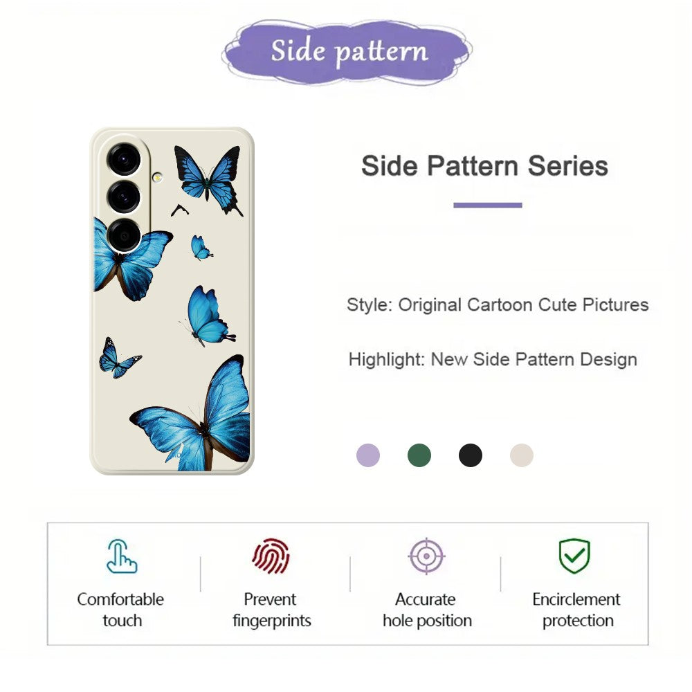 For Samsung Galaxy A27 5G Case Blue Butterflies Pattern Printing Straight Edge TPU Phone Back Cover