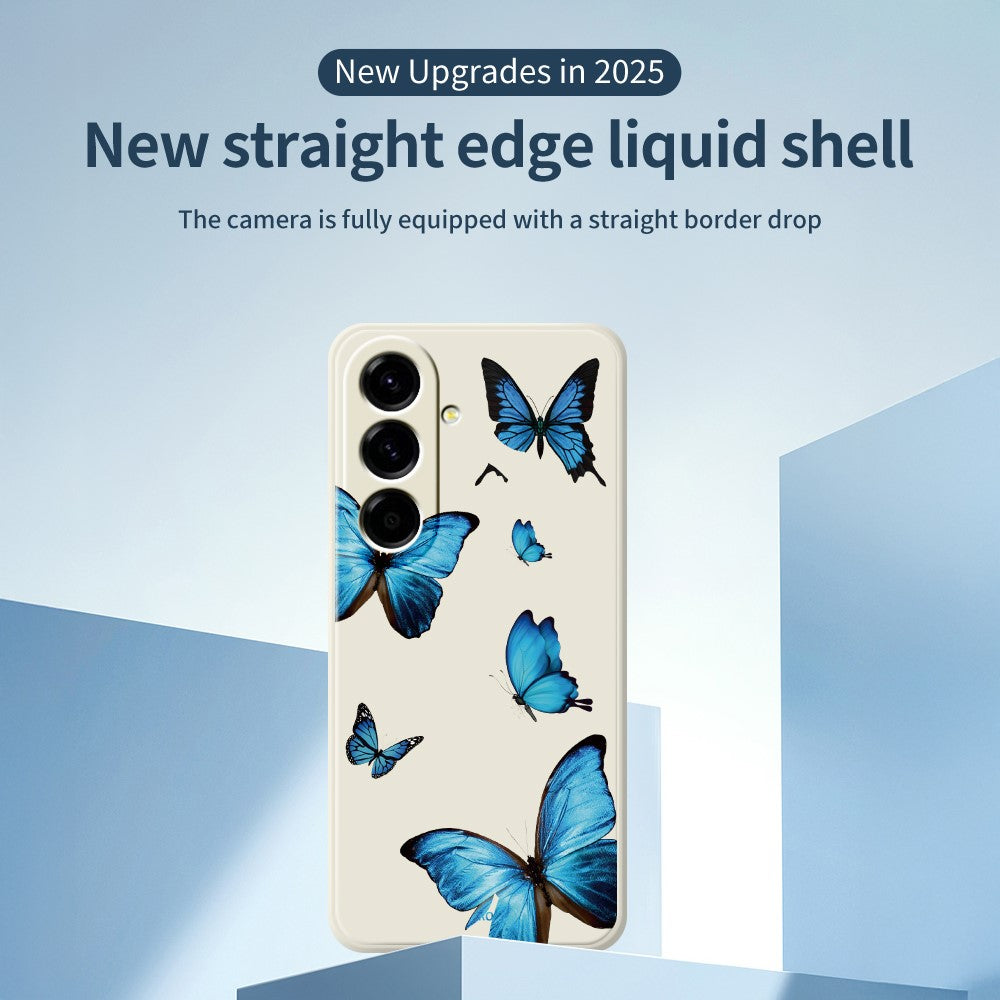 For Samsung Galaxy A27 5G Case Blue Butterflies Pattern Printing Straight Edge TPU Phone Back Cover
