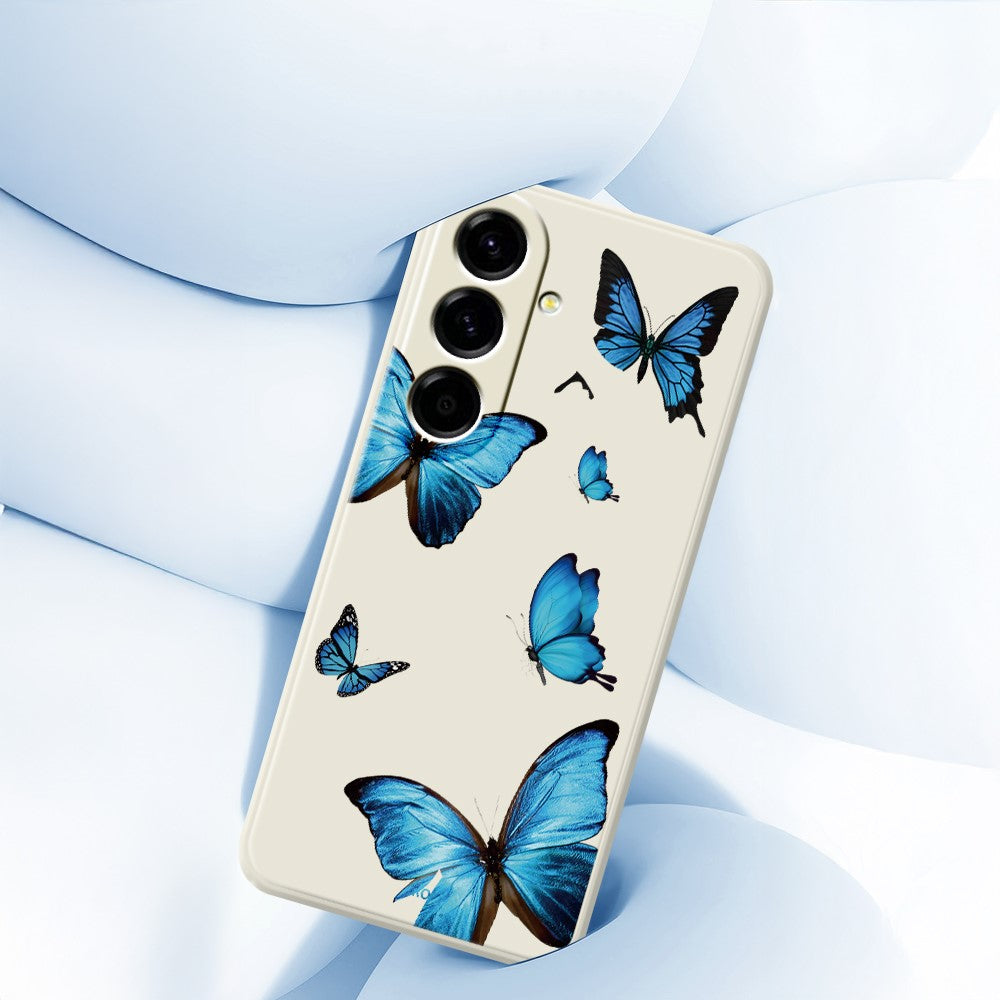 For Samsung Galaxy A27 5G Case Blue Butterflies Pattern Printing Straight Edge TPU Phone Back Cover