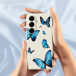 For Samsung Galaxy A27 5G Case Blue Butterflies Pattern Printing Straight Edge TPU Phone Back Cover