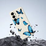 For Samsung Galaxy A27 5G Case Blue Butterflies Pattern Printing Straight Edge TPU Phone Back Cover
