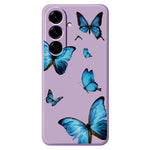 For Samsung Galaxy A27 5G Case Blue Butterflies Pattern Printing Straight Edge TPU Phone Back Cover
