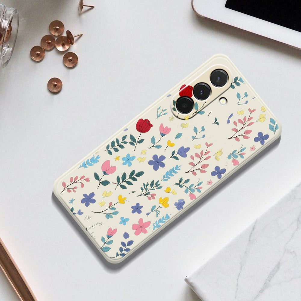 For Samsung Galaxy A37 5G Case Colorful Flower Branches Pattern Printing Straight Edge TPU Phone Back Cover