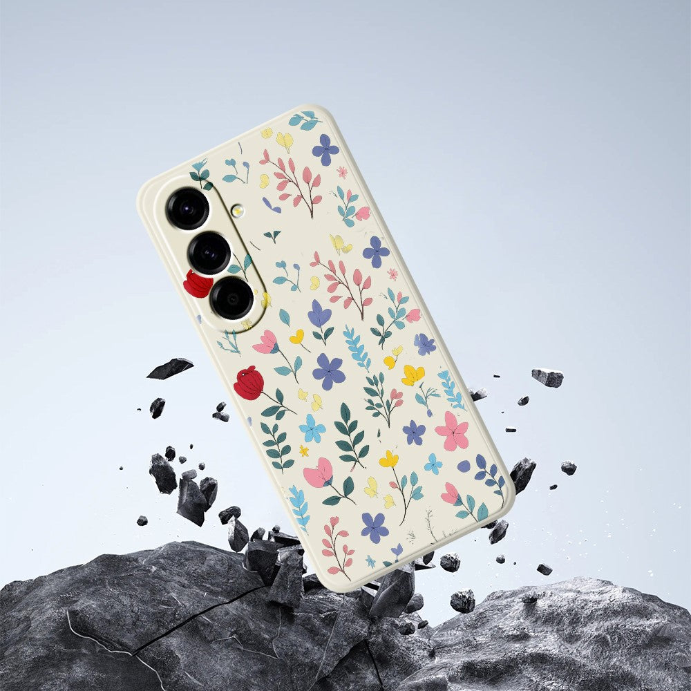 For Samsung Galaxy A27 5G Case Colorful Flower Branches Pattern Printing Straight Edge TPU Phone Back Cover