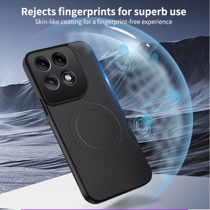 WANLONFENG til Motorola Edge 70 Pro 5G TQ Series Magnetisk Cover Kulfibertekstur PC TPU Telefoncover