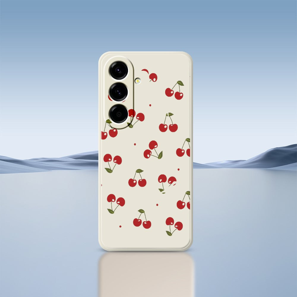 For Samsung Galaxy A27 5G Case Cherry Pattern Printing Straight Edge TPU Phone Back Cover
