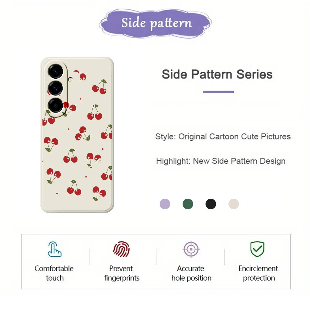 For Samsung Galaxy A27 5G Case Cherry Pattern Printing Straight Edge TPU Phone Back Cover