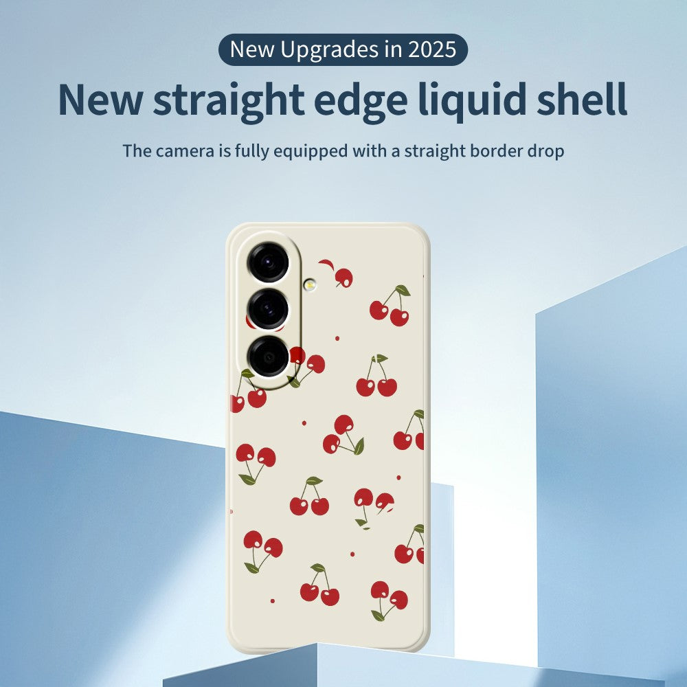 For Samsung Galaxy A27 5G Case Cherry Pattern Printing Straight Edge TPU Phone Back Cover