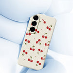 For Samsung Galaxy A27 5G Case Cherry Pattern Printing Straight Edge TPU Phone Back Cover