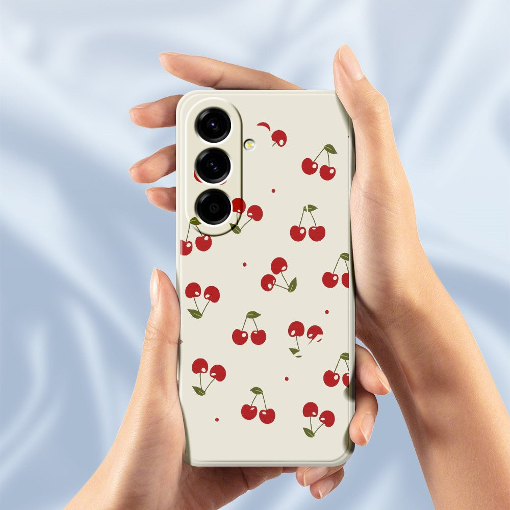 For Samsung Galaxy A27 5G Case Cherry Pattern Printing Straight Edge TPU Phone Back Cover