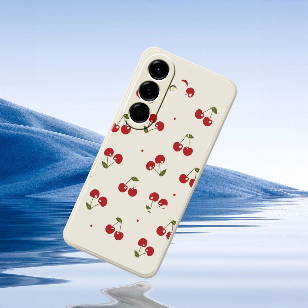 For Samsung Galaxy A27 5G Case Cherry Pattern Printing Straight Edge TPU Phone Back Cover