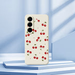 For Samsung Galaxy A27 5G Case Cherry Pattern Printing Straight Edge TPU Phone Back Cover