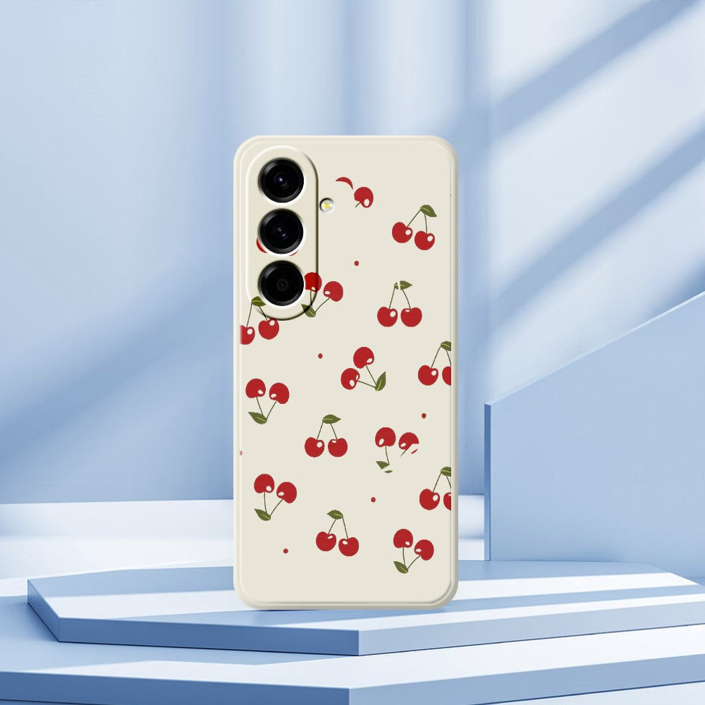 For Samsung Galaxy A27 5G Case Cherry Pattern Printing Straight Edge TPU Phone Back Cover
