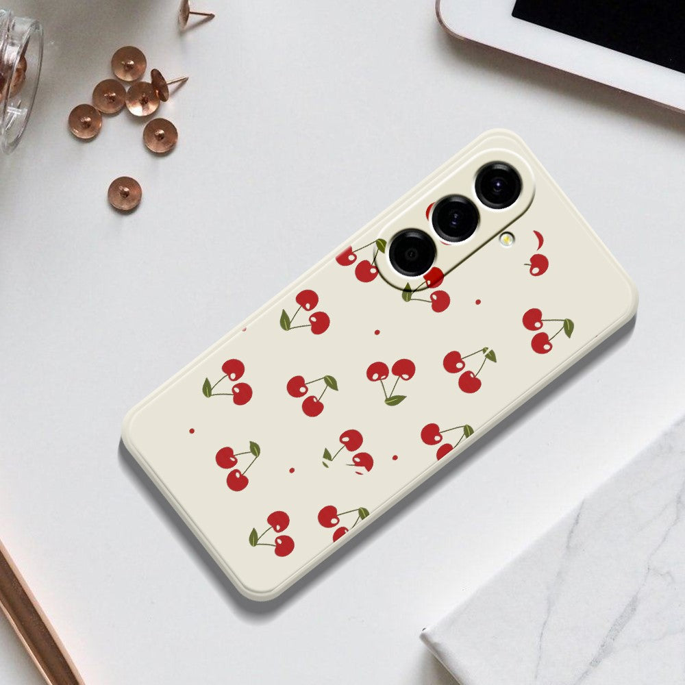 For Samsung Galaxy A27 5G Case Cherry Pattern Printing Straight Edge TPU Phone Back Cover