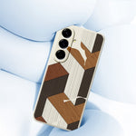 For Samsung Galaxy A27 5G Case Geometric Wood Grain Pattern Printing Straight Edge TPU Phone Back Cover