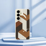 For Samsung Galaxy A27 5G Case Geometric Wood Grain Pattern Printing Straight Edge TPU Phone Back Cover