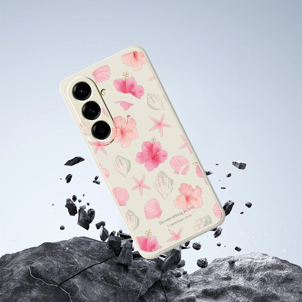 For Samsung Galaxy A27 5G Case Shell Peach Blossom Pattern Printing Straight Edge TPU Phone Back Cover