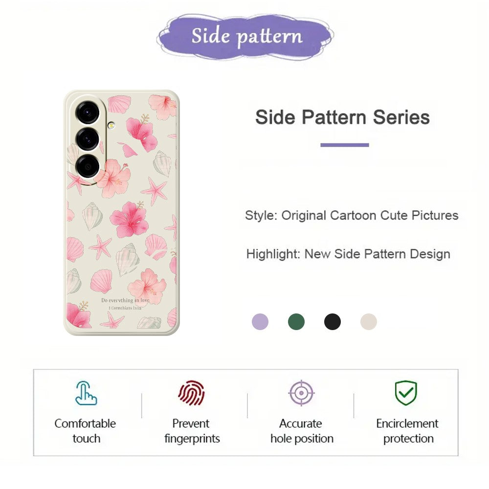 For Samsung Galaxy A27 5G Case Shell Peach Blossom Pattern Printing Straight Edge TPU Phone Back Cover