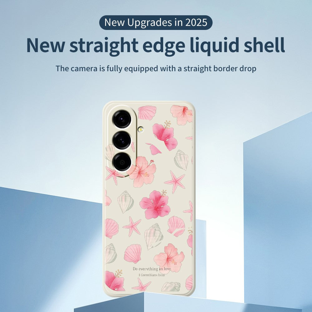 For Samsung Galaxy A27 5G Case Shell Peach Blossom Pattern Printing Straight Edge TPU Phone Back Cover