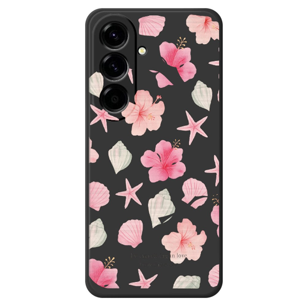For Samsung Galaxy A27 5G Case Shell Peach Blossom Pattern Printing Straight Edge TPU Phone Back Cover