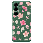 For Samsung Galaxy A27 5G Case Shell Peach Blossom Pattern Printing Straight Edge TPU Phone Back Cover