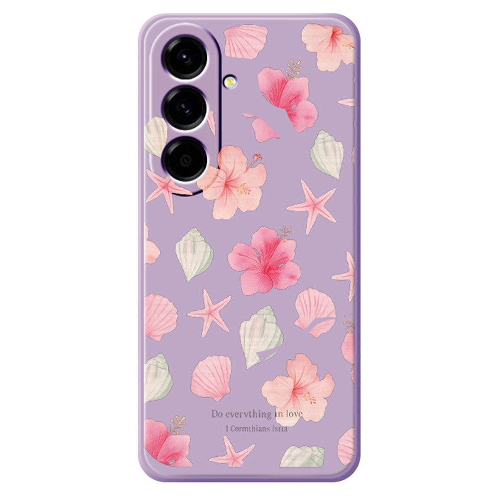 For Samsung Galaxy A27 5G Case Shell Peach Blossom Pattern Printing Straight Edge TPU Phone Back Cover