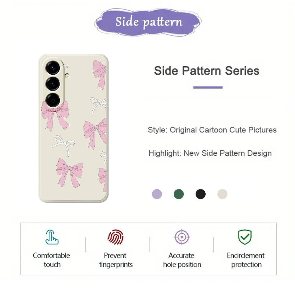 For Samsung Galaxy A27 5G Case Pink Bows Pattern Printing Straight Edge TPU Phone Back Cover