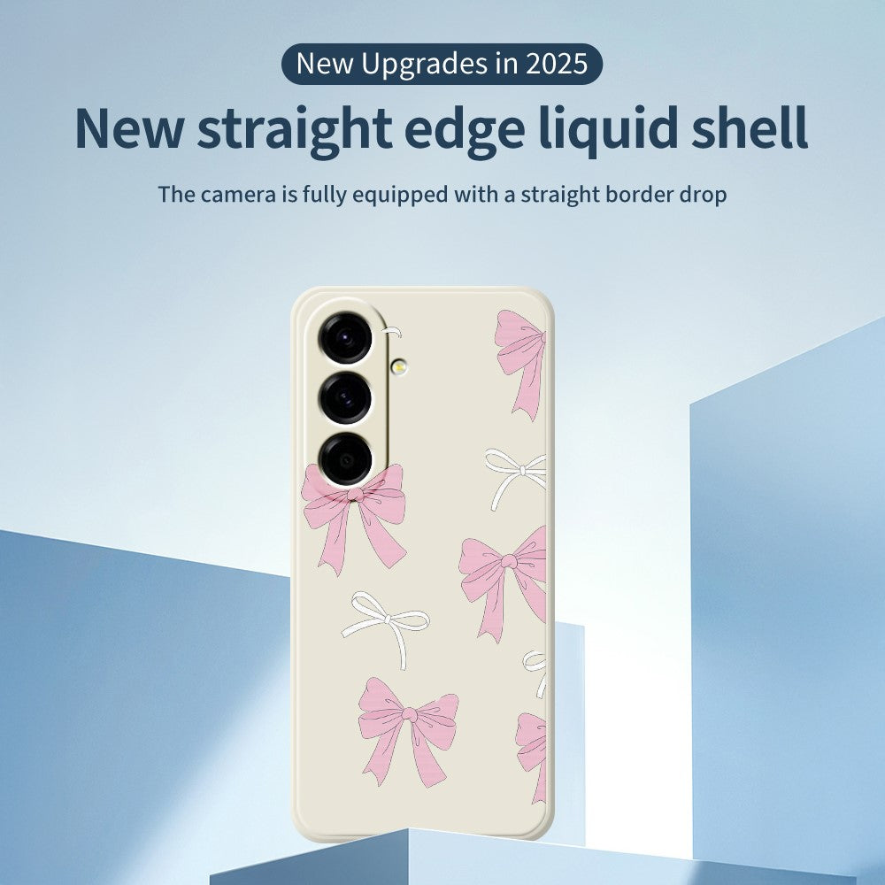 For Samsung Galaxy A27 5G Case Pink Bows Pattern Printing Straight Edge TPU Phone Back Cover