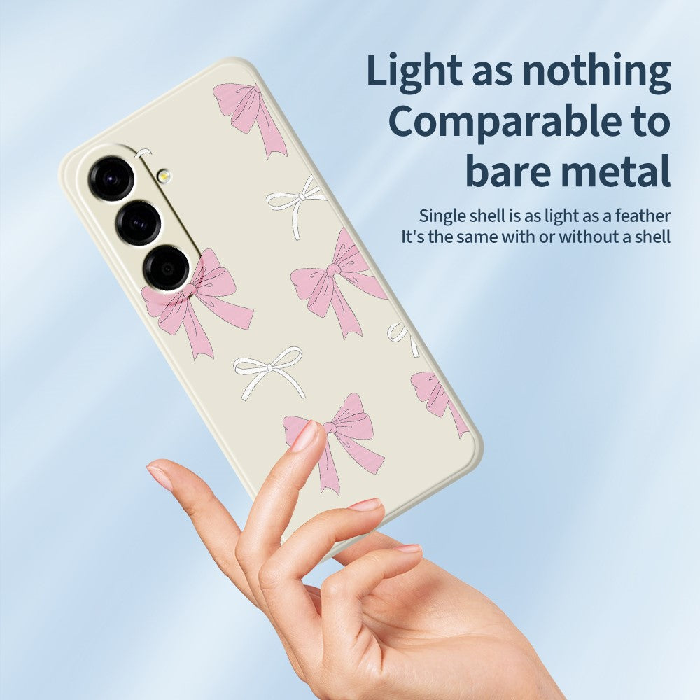 For Samsung Galaxy A27 5G Case Pink Bows Pattern Printing Straight Edge TPU Phone Back Cover