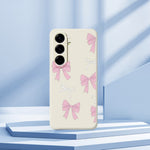 For Samsung Galaxy A27 5G Case Pink Bows Pattern Printing Straight Edge TPU Phone Back Cover