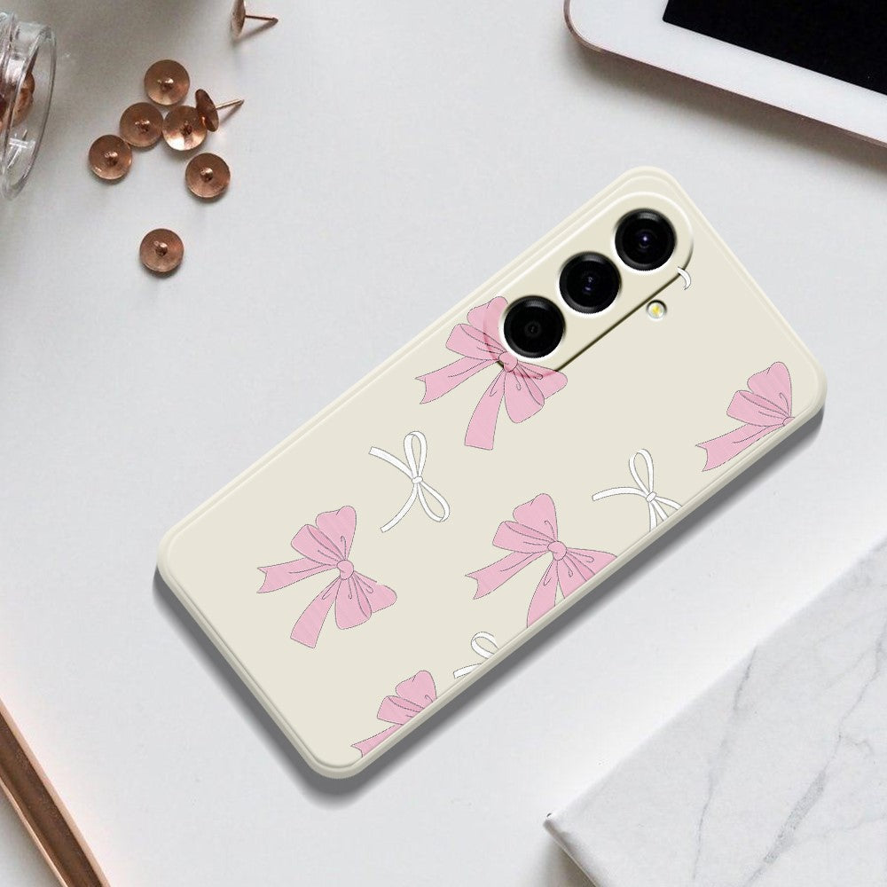 For Samsung Galaxy A27 5G Case Pink Bows Pattern Printing Straight Edge TPU Phone Back Cover
