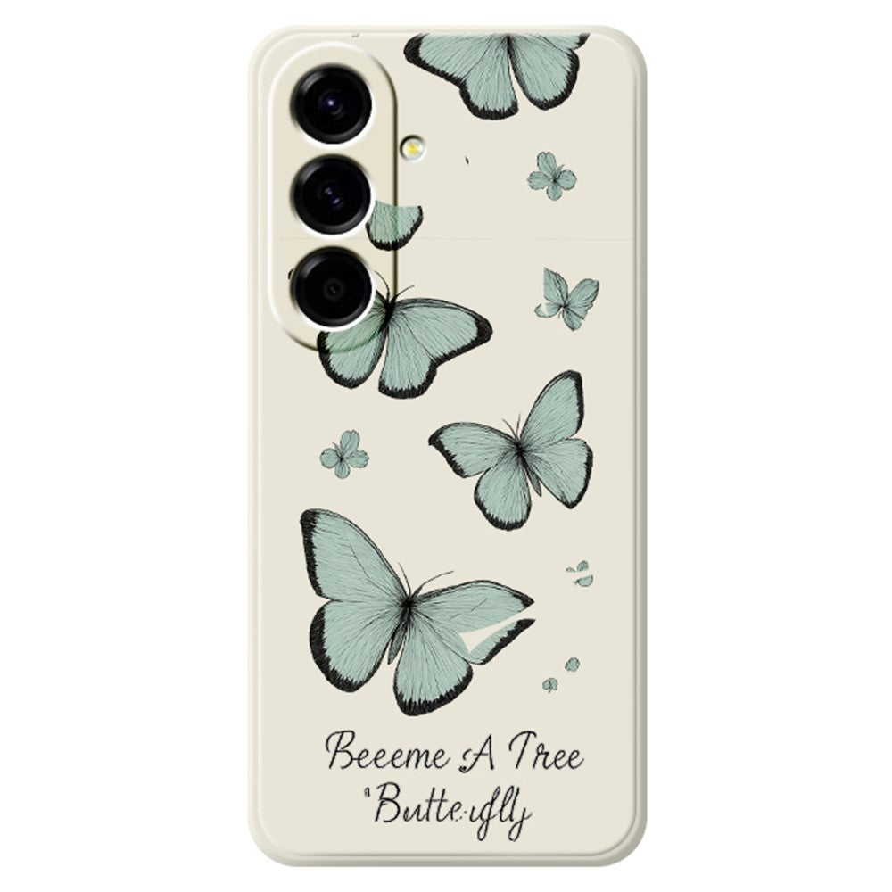Til Samsung Galaxy A27 5G Cover Grøn Sommerfugl Mønster Print Lige Kant TPU Telefon Bagcover