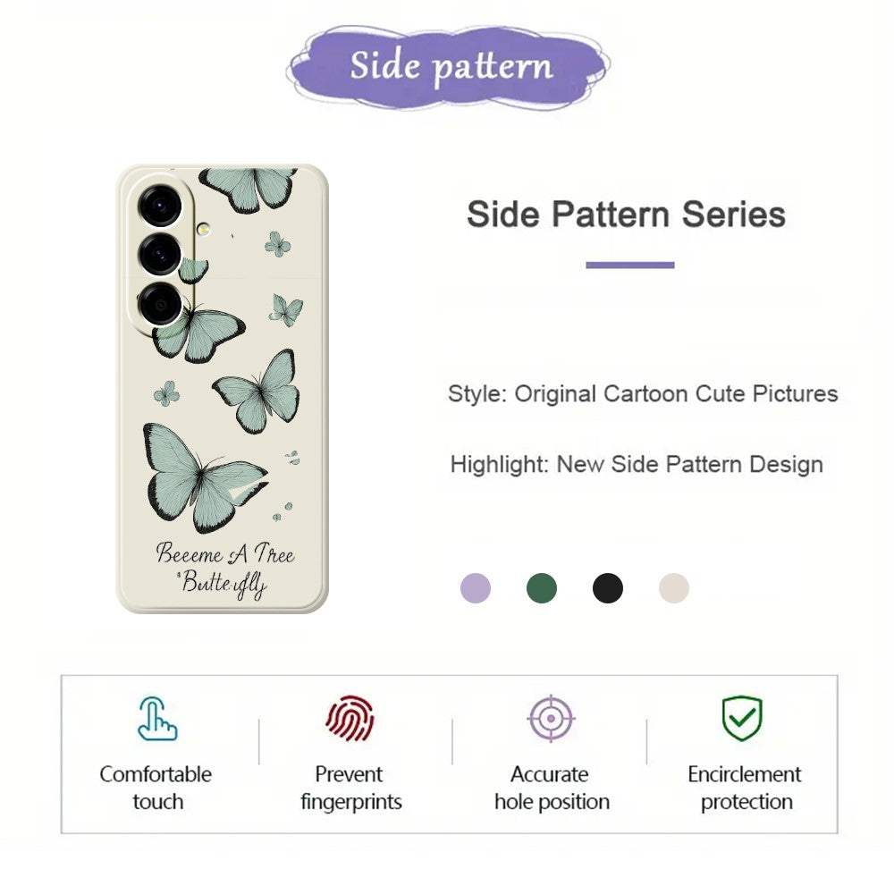 Til Samsung Galaxy A27 5G Cover Grøn Sommerfugl Mønster Print Lige Kant TPU Telefon Bagcover