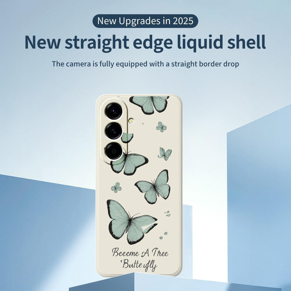 Til Samsung Galaxy A27 5G Cover Grøn Sommerfugl Mønster Print Lige Kant TPU Telefon Bagcover