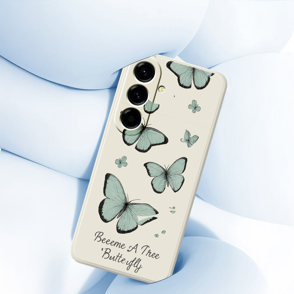 Til Samsung Galaxy A27 5G Cover Grøn Sommerfugl Mønster Print Lige Kant TPU Telefon Bagcover
