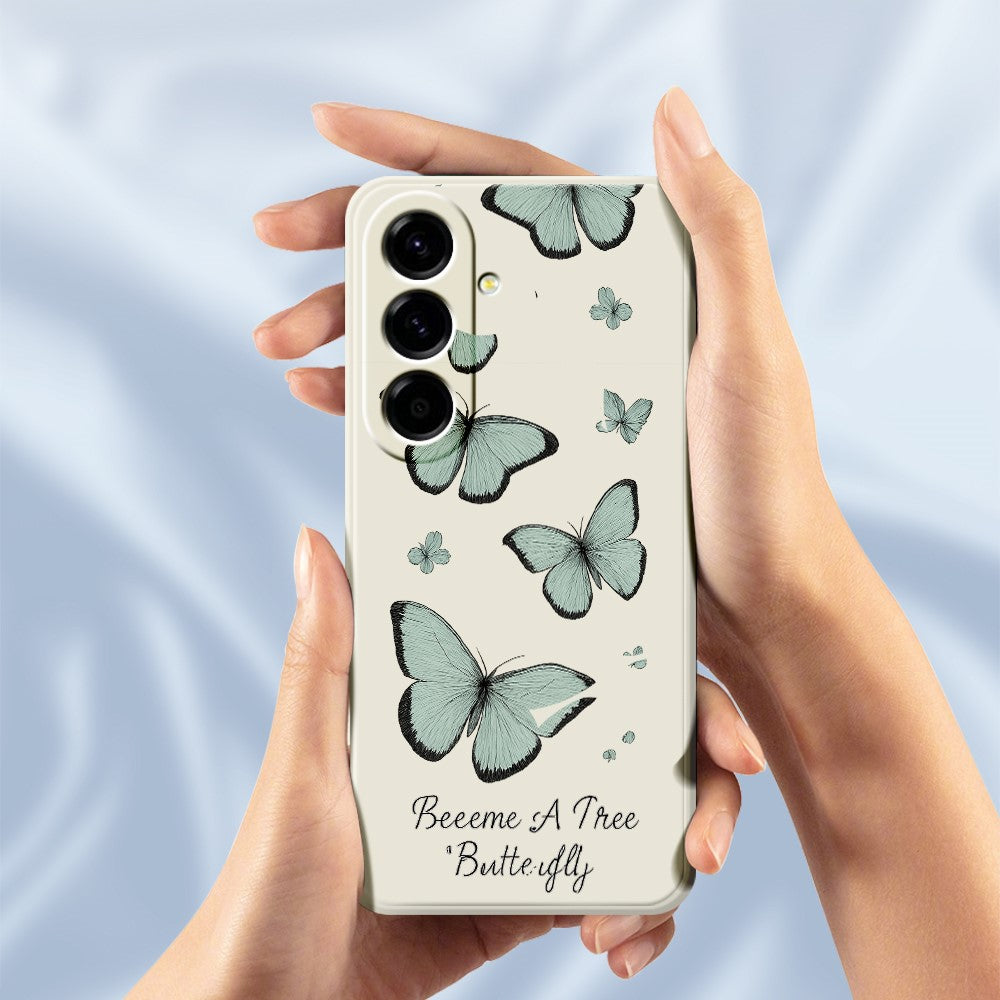 Til Samsung Galaxy A27 5G Cover Grøn Sommerfugl Mønster Print Lige Kant TPU Telefon Bagcover