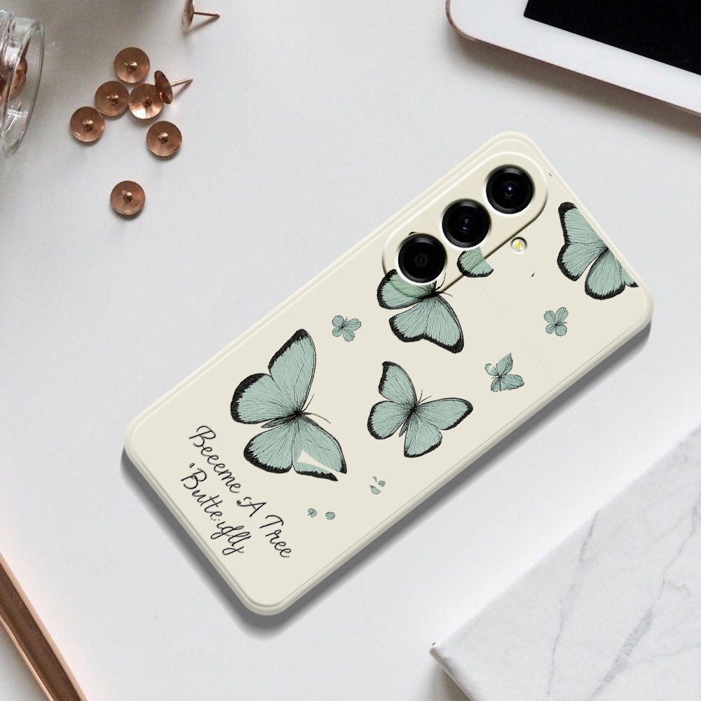 Til Samsung Galaxy A27 5G Cover Grøn Sommerfugl Mønster Print Lige Kant TPU Telefon Bagcover